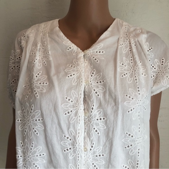 Zara Girls Size 13-14 White Embroidered Lined Short Sleeves Dress Button-Up - Picture 8 of 16